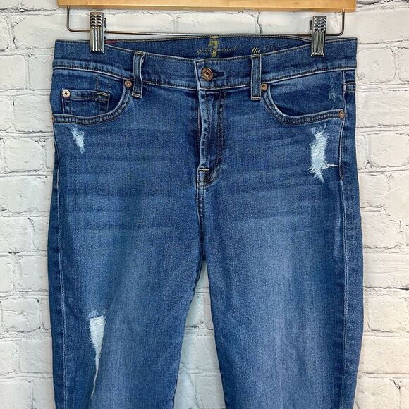 7 for All Mankind Women’s  Skinny Distressed Jeans Denim  size 28 - Picture 2 of 11